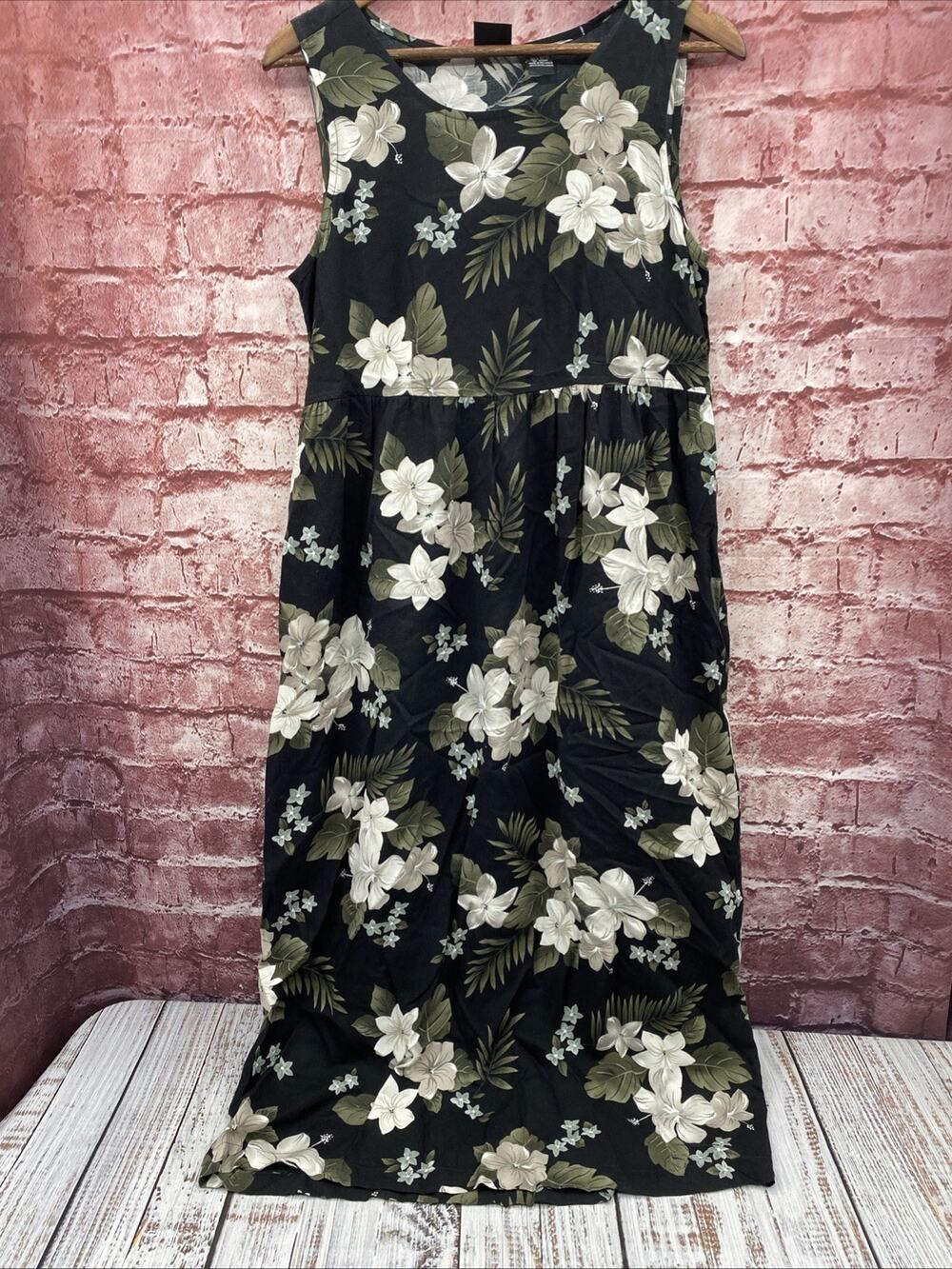 VTG 80’s/90’s Black Floral Cottage Core Women’s Dress By Erika Sleeveless S